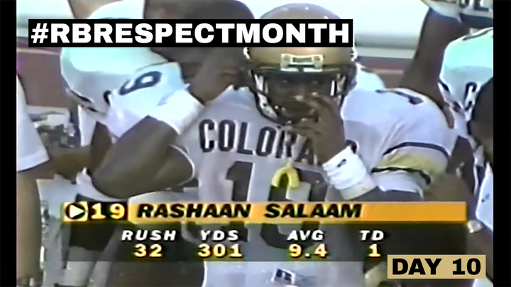 RB Respect Month, Day Ten: Rashaan Salaam's 300-yard game vs Texas (1994)